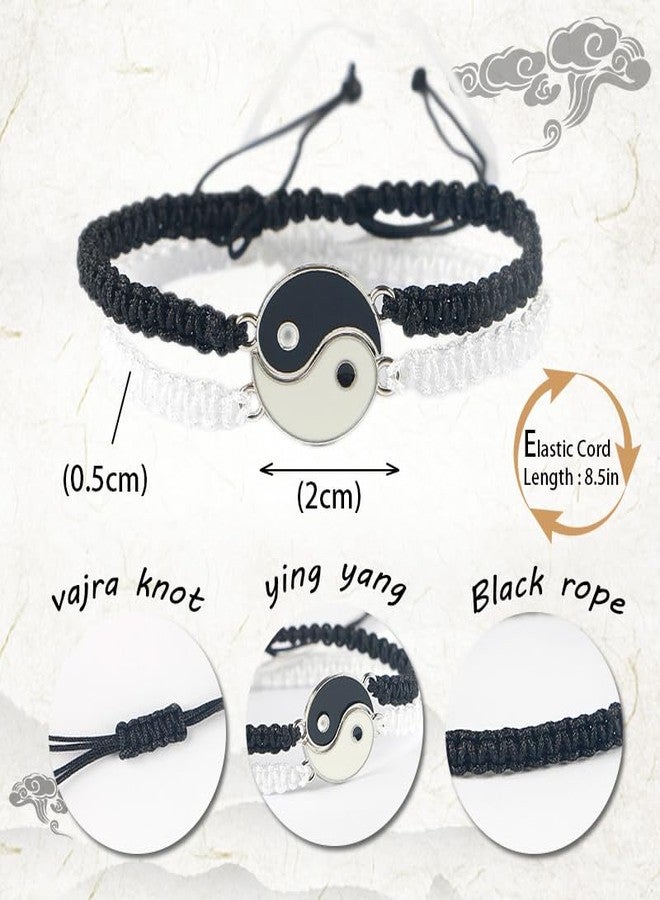WENGIFT Best Friend Bracelets with Adjustable Cord for Two Matching Yin Yang for Couples, Lovers, Friends, Boyfriend & Girlfriend, His & Hers - Valentines Gift - Image 3